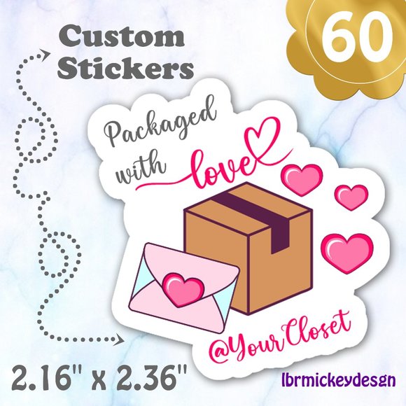 Other - 60 THANK YOU Love Stickers 2.16"x2.36"